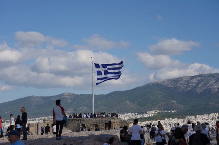 Greek Flag at the Acropolis